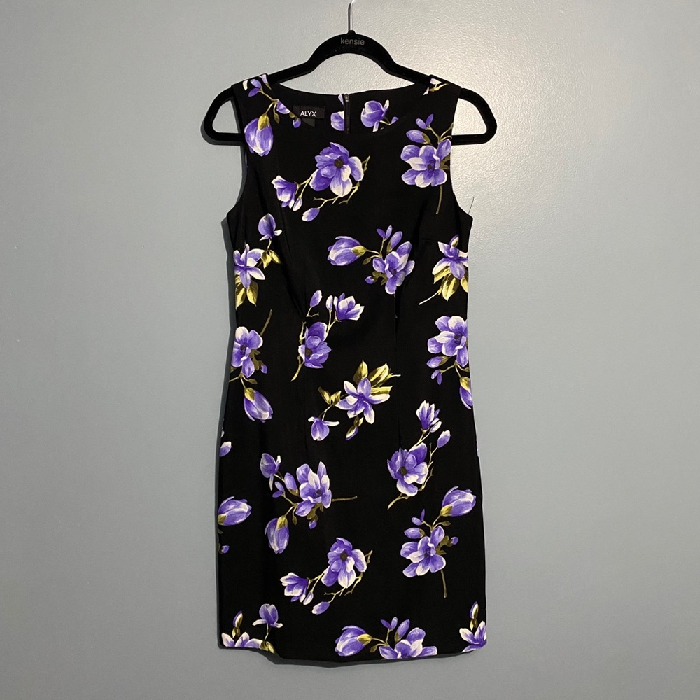 Black and Purple Floral Sleeveless Dress